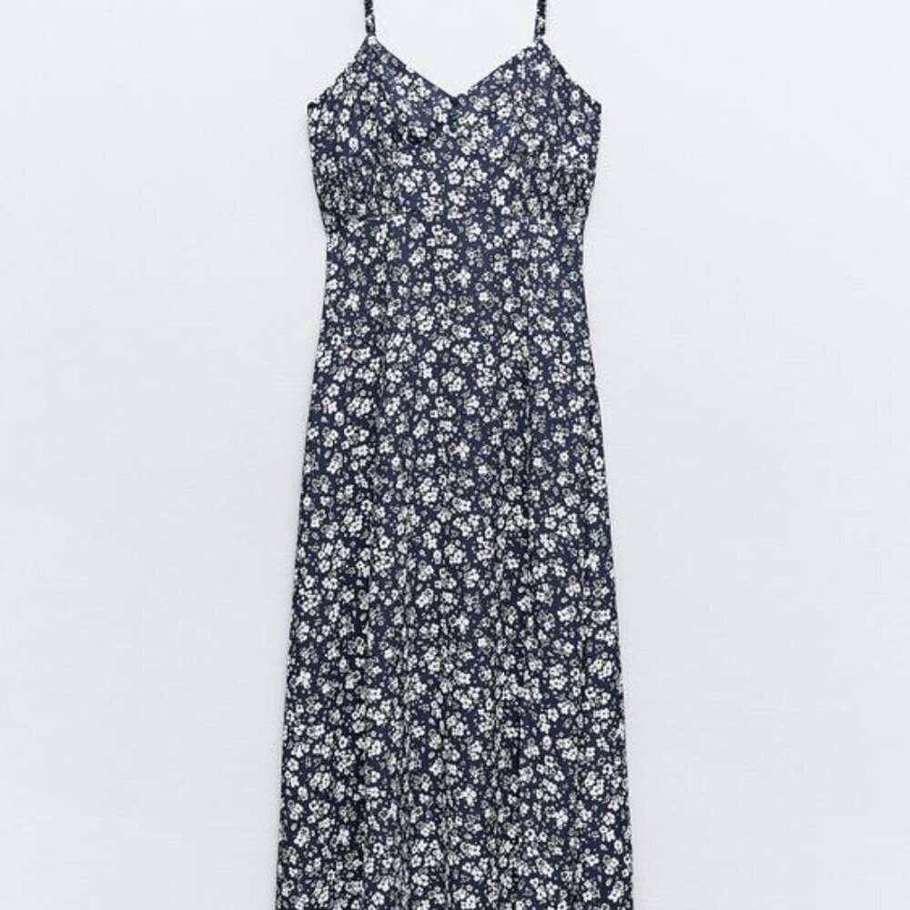 Zara MIDI FLORAL PRINT DRESS NEW WITH TAG - Picture 4 of 7